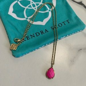 Kendra Scott Kiri Hot Pink Tear Drop Necklace